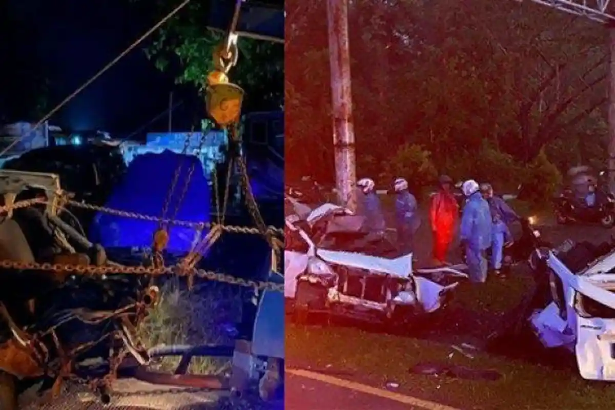 Kecelakaan Maut, Seorang Pengemudi Tewas, Mobil Terpotong Jadi 2 Usai Tabrak Tiang Baliho