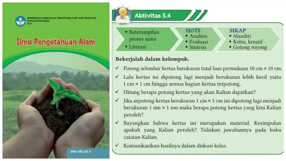 Kunci Jawaban IPA Kelas 10 Kurikulum Merdeka Halaman 119: Ukuran Partikel dan Luas Permukaan
