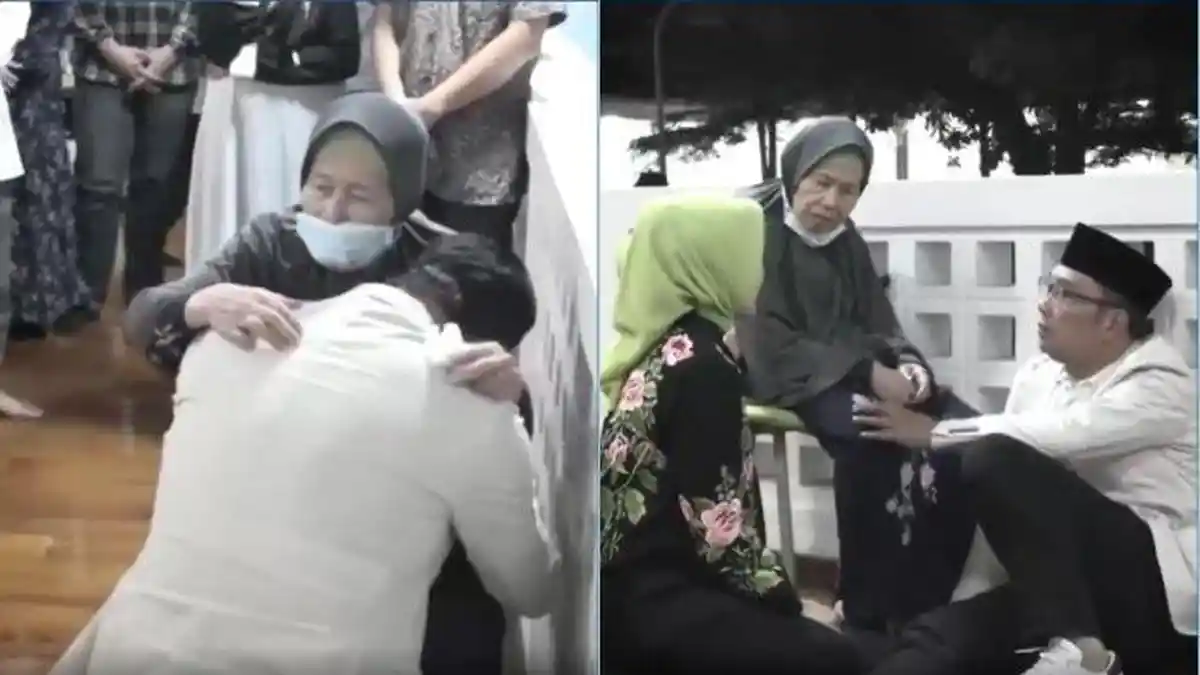 Tangis Haru Ridwan Kamil Bersimpuh di Pelukan Sang Bunda dan Pesan Manis Pada Sungai Aare
