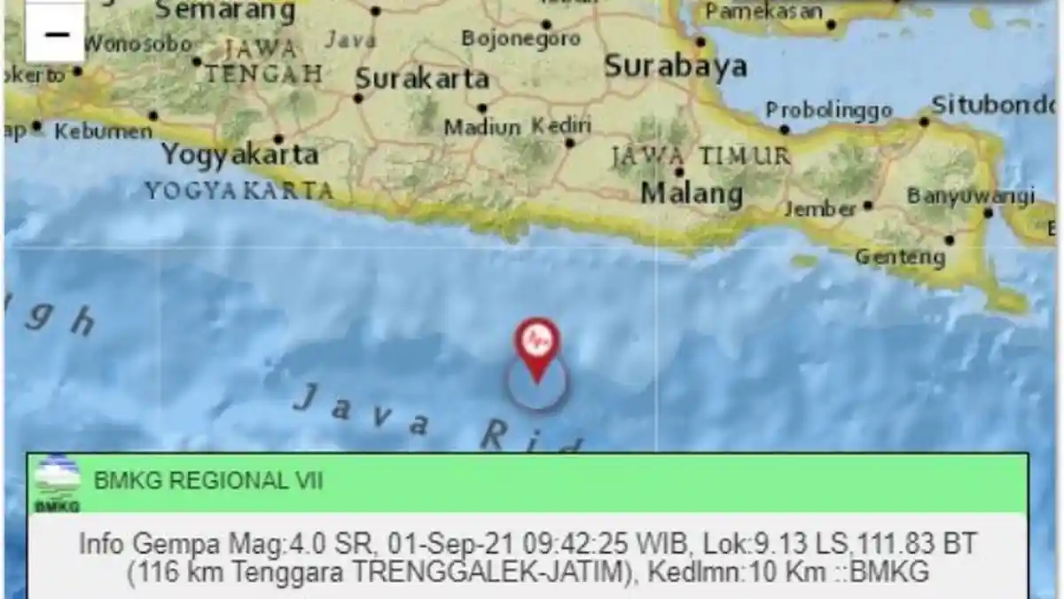 Gempa Terkini Rabu (1/9/2021) Baru Saja Guncang Jawa Timur, Ini Info Lokasi dan Magnitudo