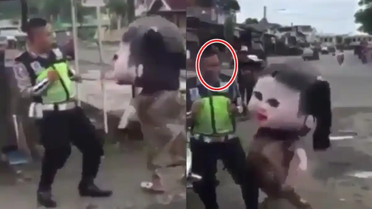 Kocak! Goyang Bareng Badut, Polantas Ini Bikin Heboh Netizen, Ini Videonya