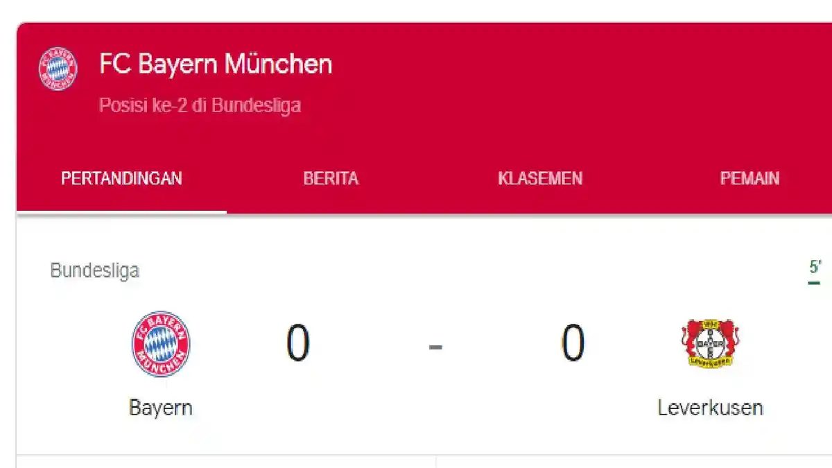 Sedang Berlangsung Live Streaming Bayern Munchen vs Bayer Leverkusen Sabtu 16 September 2023