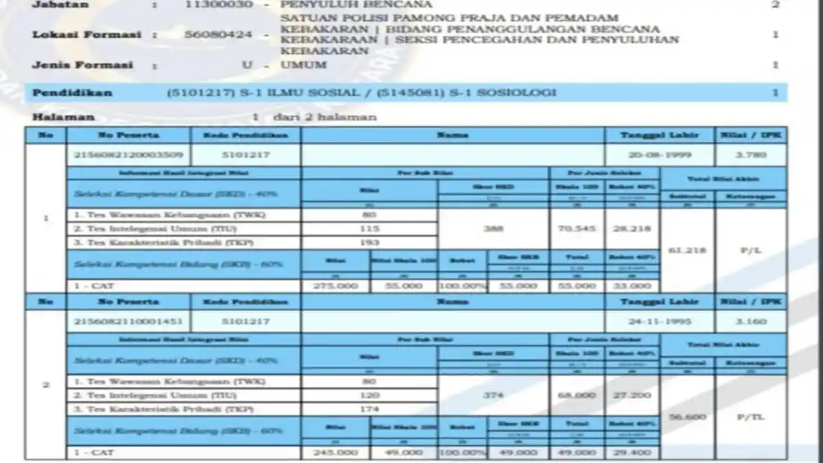 Arti Kode Hasil Akhir Seleksi CPNS 2024: P, L-1,L1-2,TL,TH,TMS,TMS 1 dan APS