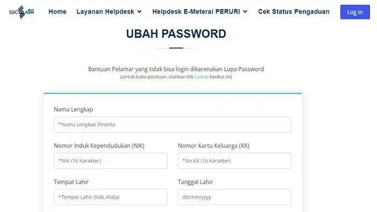 Cara Ubah Password di Laman Resmi SSCASN Jika Lupa, Perhatikan Caranya