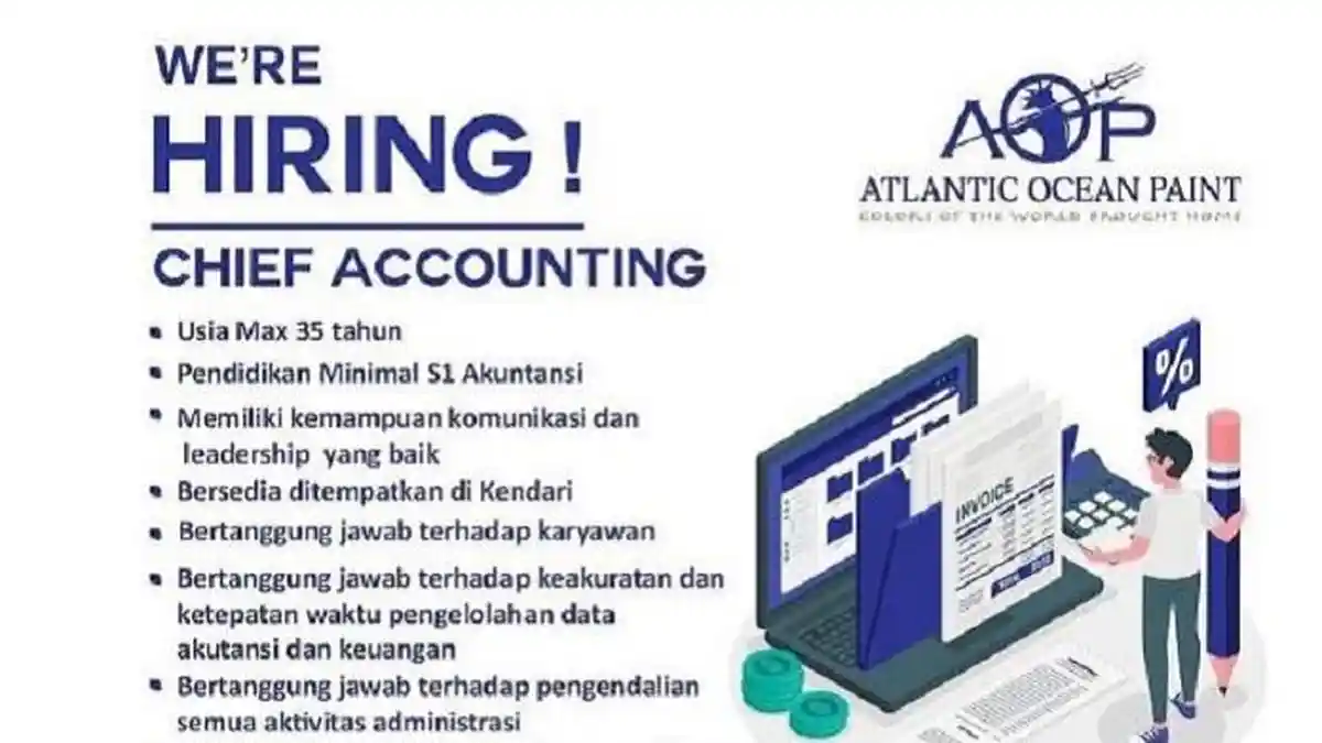 Lowongan Kerja Kendari, PT Bandar Trisula Buka Loker Chief Accounting, Kualifikasi dan Cara Daftar