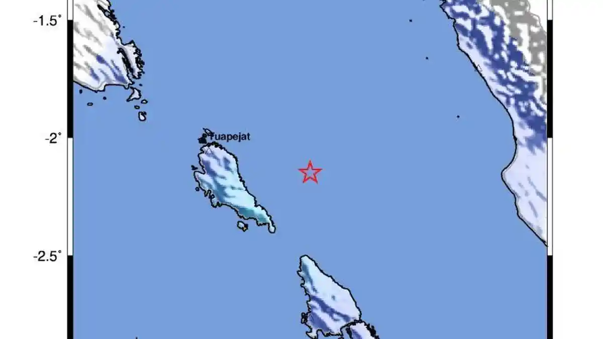 Gempa M 4,0 Guncang Tuapejat Mentawai Kamis Siang Ini