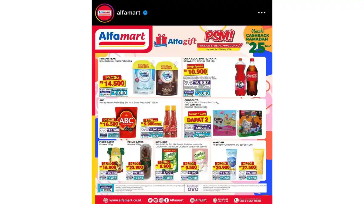Promo Alfamart PSM Periode 24 - 31 Maret 2024, Diskon Sunlight Jadi Rp 8.900 dan ABC Kecap Rp 16.500