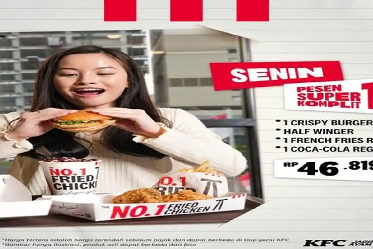 Promo KFC Senin - Kamis, Menu Super Komplit dengan 4 Pilihan Mulai Rp 41.819
