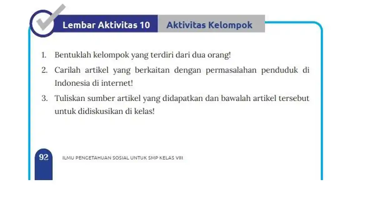 Jawaban Soal IPS Kelas 8 Semester 1 Halaman 92 Kurikulum Merdeka, Lembar Aktivitas 10