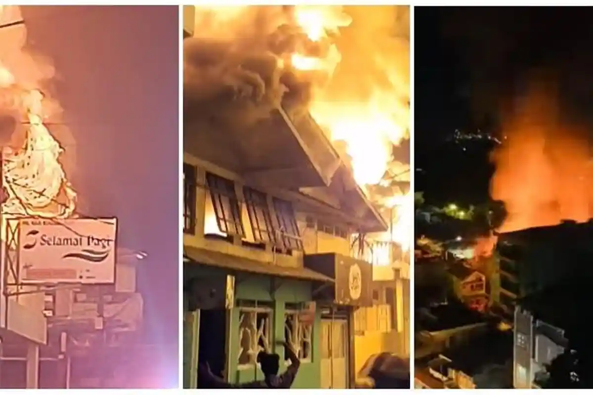 Kumpulan Foto Kebakaran di Kampung Kodo Manado, Api Berawal dari Rumah Makan, 5 Bangunan Dilalap Api