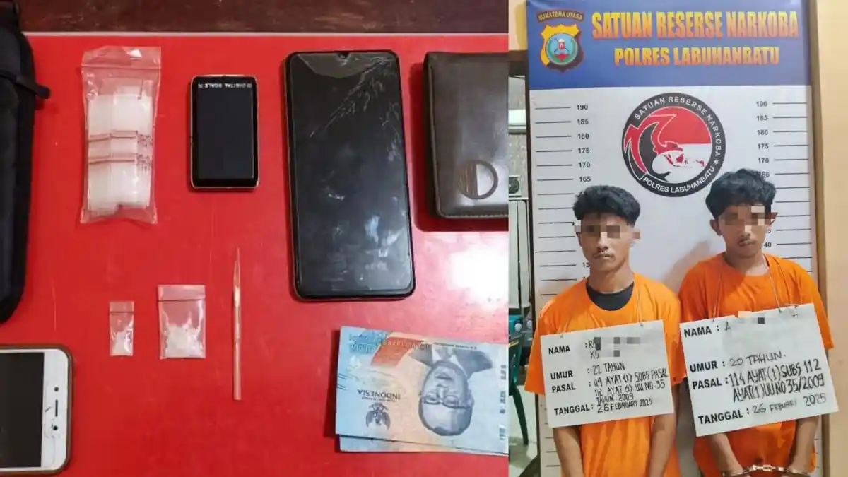 Dua Pemuda Labuhanbatu Diringkus Satresnarkoba, Sabu-Sabu 1,41 Gram Diamankan