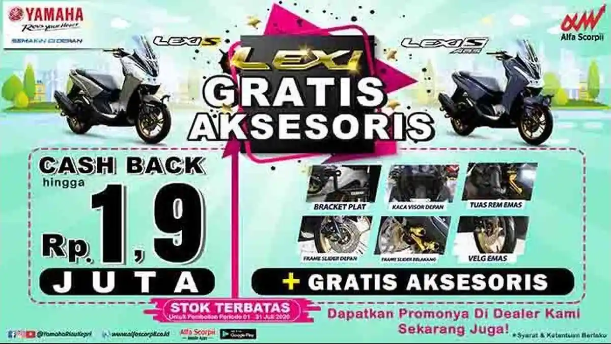 Cash Back Hingga 1,9 Juta, dan Akesesoris Lainnya bagi Pembeli Yamaha Lexi