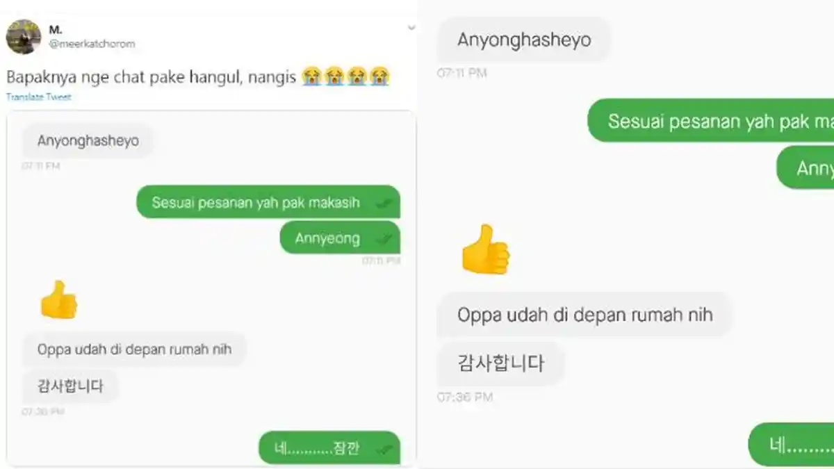 VIRAL Driver Ojol Balas Pesan Gunakan Huruf Hangul, Begini Pengakuan Pelanggan