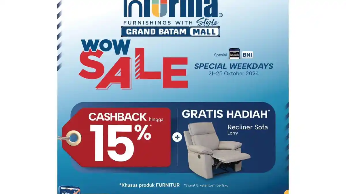 WOW SALE, INFORMA Hadirkan Diskon Hingga 50 Persen untuk Semua Sofa dan Lemari Baju
