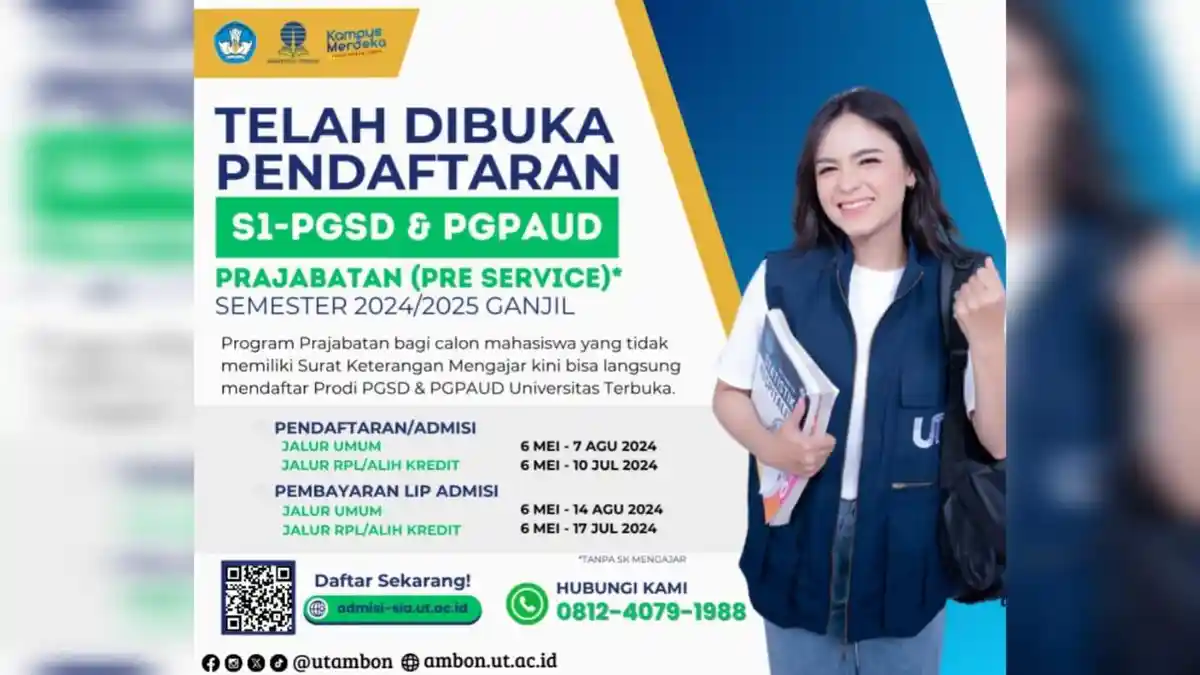 YEEAAY! Pendaftaran Mahasiswa Baru Universitas Terbuka untuk PGSD dan PGPAUD Tak Perlu SK Mengajar
