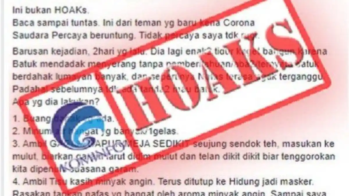 HOAKS! Garam Dapur Dapat Sembuhkan Batuk Berdahak dan Bunuh Virus Corona