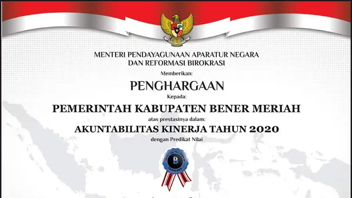 Bener Meriah Raih Nilai B SAKIP Award 2020, Bupati Sarkawi: Tahun Depan Target 