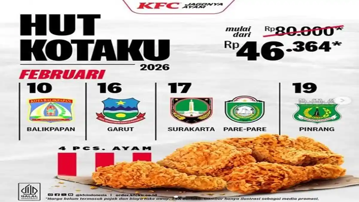Promo KFC HUT KOTAKU di 10 Kota, Nikmati 4 Ayam Goreng Favorit Mulai Rp ...