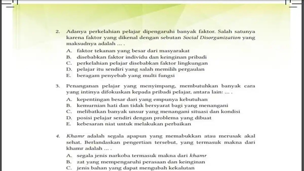 Latihan Soal Pendidikan Agama Islam Kelas 11 Kurikulum Merdeka Halaman 94 dan Kunci Jawabannya