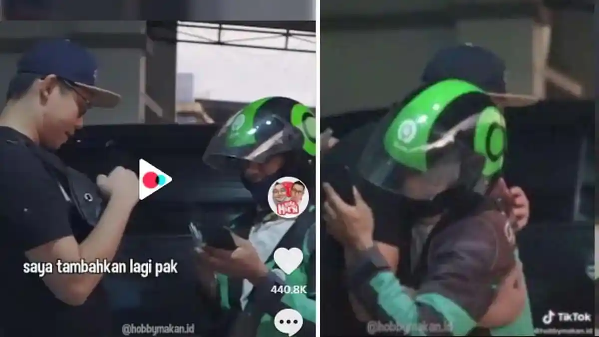 VIRAL Bapak Ojol Nangis Terima Segepok Uang, 'Ya Allah', sampai Nyaris Berlutut, Rezeki Tak Terduga