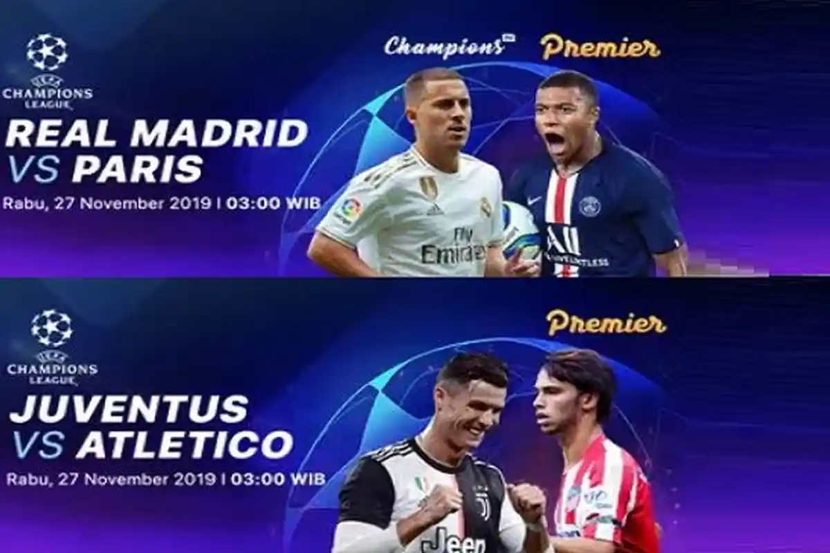 Jadwal Liga Champion - LINK Live Streaming Real Madrid vs PSG, Juventus vs Atletico Tayang di SCTV