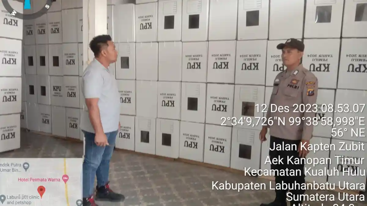 Polres Labuhanbatu Pengamanan Gudang Logistik KPU Labuhanbatu dan Labura