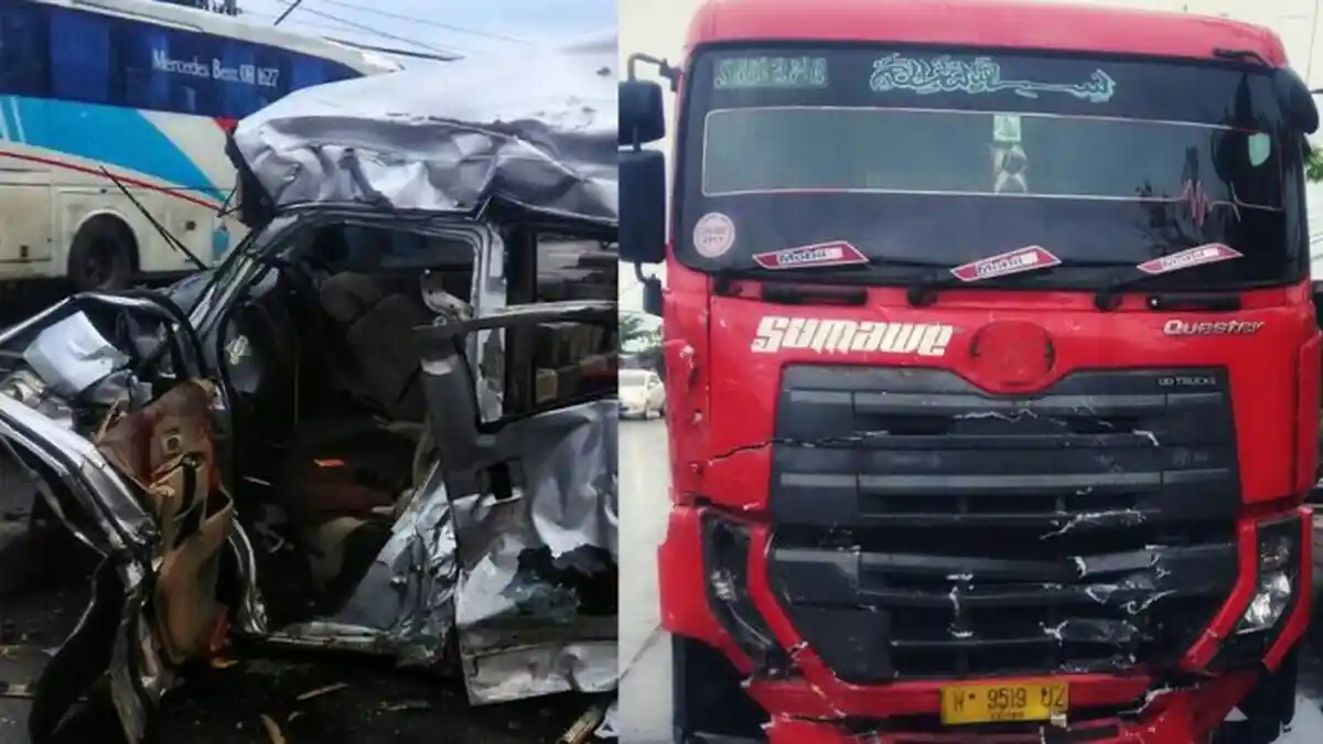 Diduga Ngantuk, Luxio Tabrak Truk Tangki Semen, 3 Tewas di Kendal