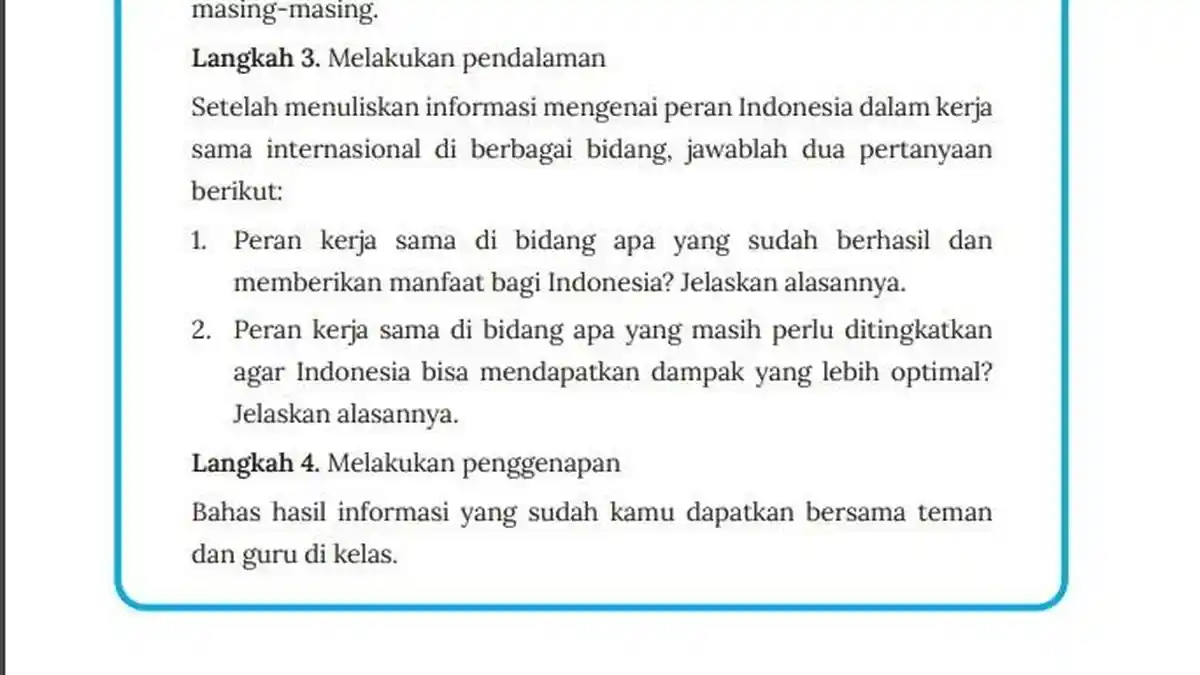 Kunci Jawaban IPS Kelas 9 Halaman 228 Kurikulum Merdeka: Peran Indonesia di Kerja Sama Internasional