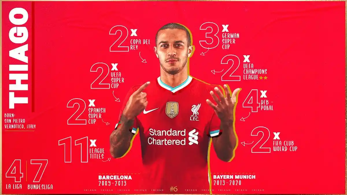 Biodata Thiago Alcantara, Gelandang Baru Liverpool