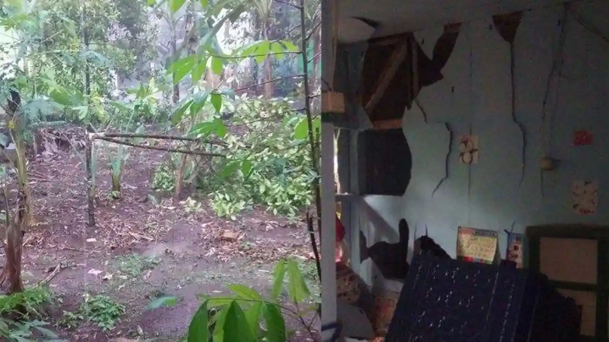 Dinding Rumah Milik Warga Ciamis Jebol Disambar Petir, Suami Pingsan, Istrinya Jerit-jerit Ketakutan
