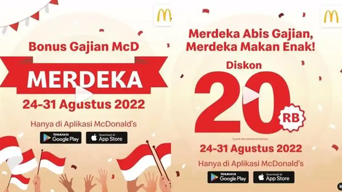 Diskon 20 Persen Belanja Lewat Aplikasi McDonald's, Berikut Promo McD Hari ini Rabu 24 Agustus 2022