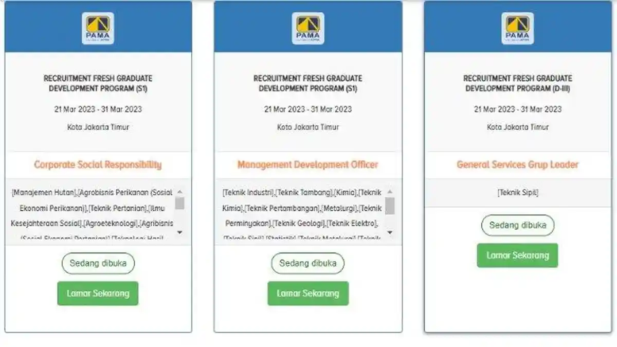 PT Pamapersada Nusantara Membuka Lowongan Kerja Untuk 3 Posisi, Bagi Lulusan D3 dan S1