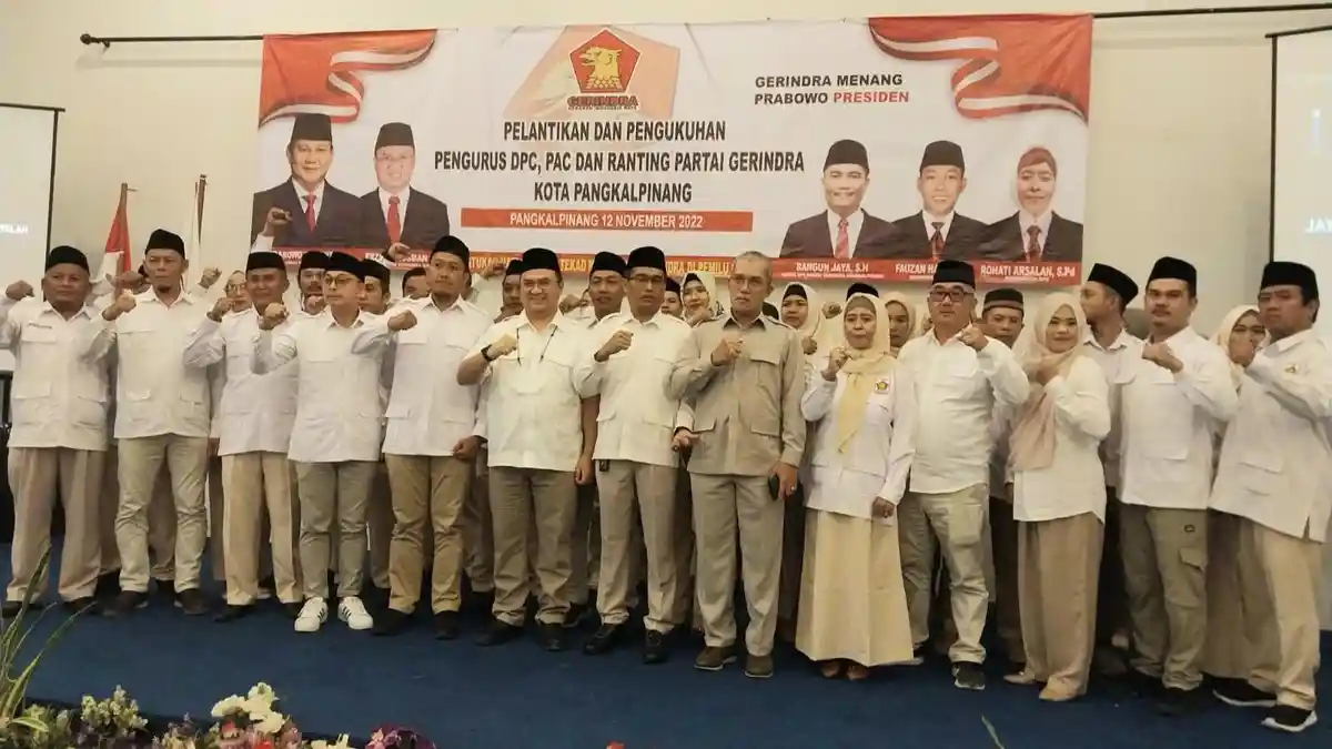 Erzaldi Lantik Pengurus DPC Partai Gerindra Pangkalpinang, Usulkan Melati di Bursa Caleg DPR RI