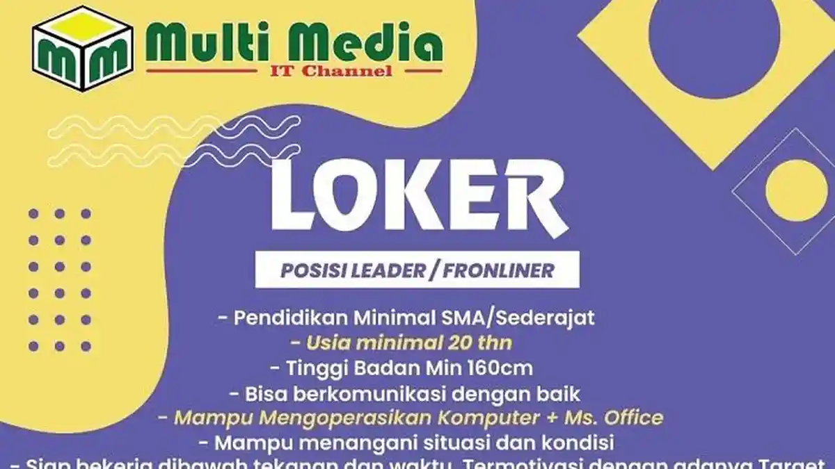 Lowongan Kerja Kendari, Multi Media Buka Rekrutmen Untuk Satu Posisi, Simak Syarat dan Cara Daftar