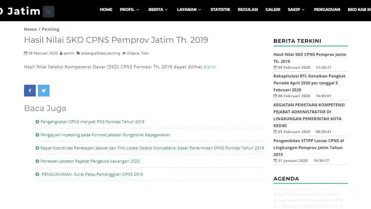 Nilai Hasil Tes Kompetensi Dasar CPNS 2019 di Pemrov Jatim Sudah Diumumkan, Cek Nama Anda di Sini