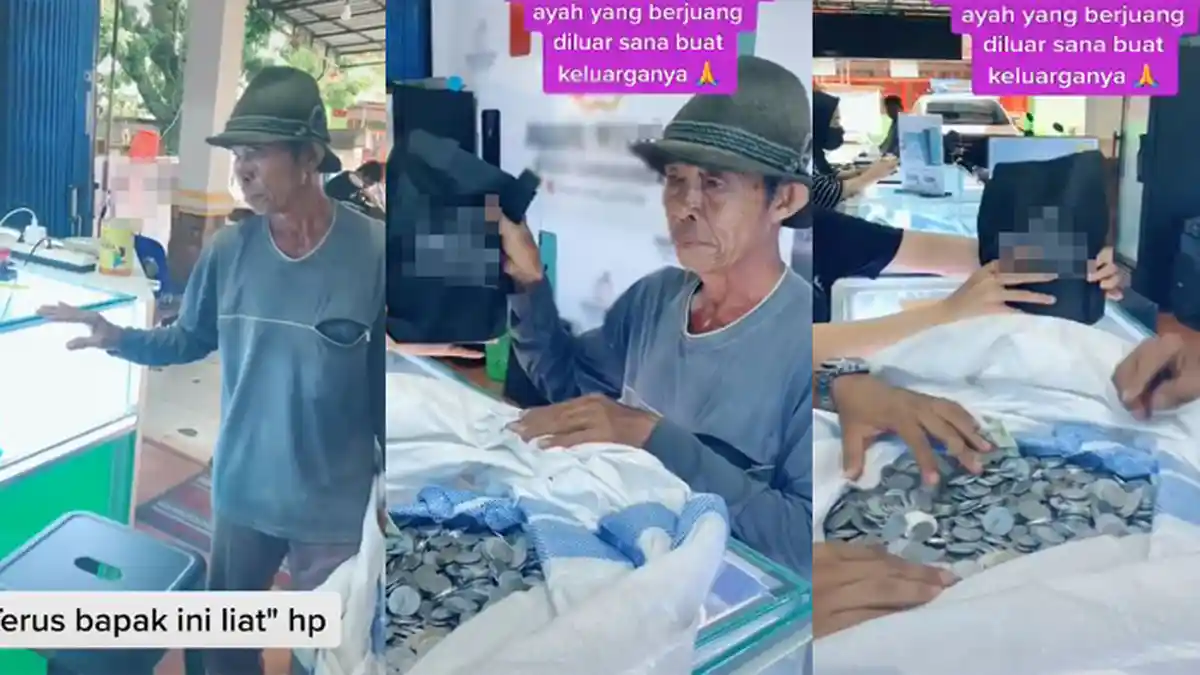 Viral Ayah Diduga Berprofesi Pemulung Beli HP Untuk Anaknya, Bawa Koin Dalam Karung