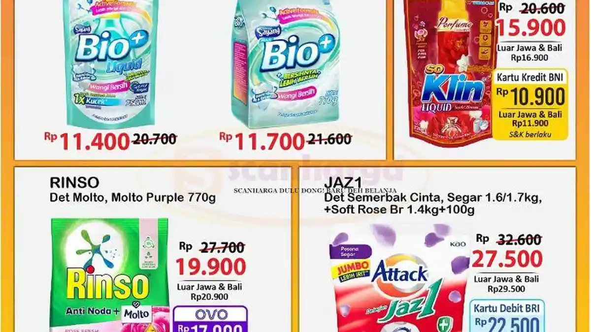 HARGA Deterjen di Alfamart dan Indomaret Hari Ini 9 Desember 2023: Jaz1 Detergen Jumbo Rp27.500