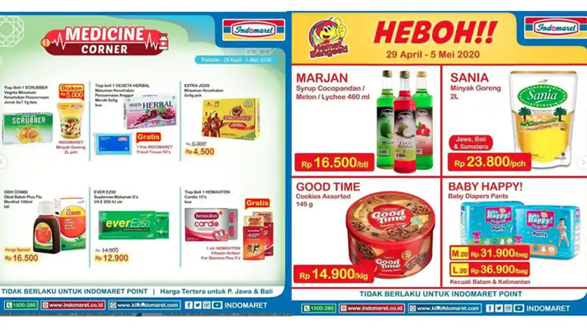 Katalog Promo Indomaret Periode 29 April-5 Mei 2020, Minyak Goreng 2L Rp 23.800 hingga Diskon Susu