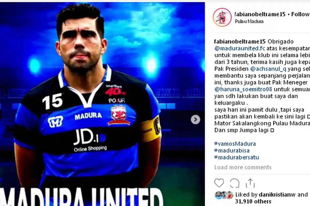 Rumor Fabiano Beltrame ke Persib Bandung Memanas, Presiden Madura United Tebar Ancaman