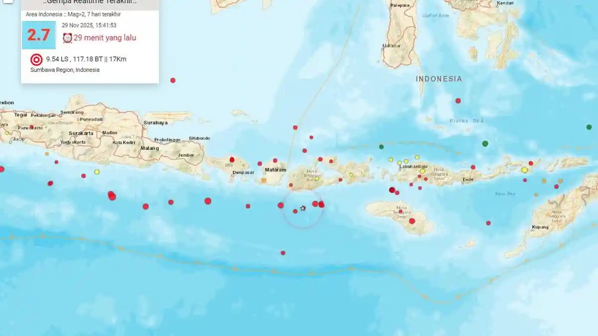 Gempa Bumi Sabtu Sore 29 November 2025, Berikut Titik Koordinat Lengkap