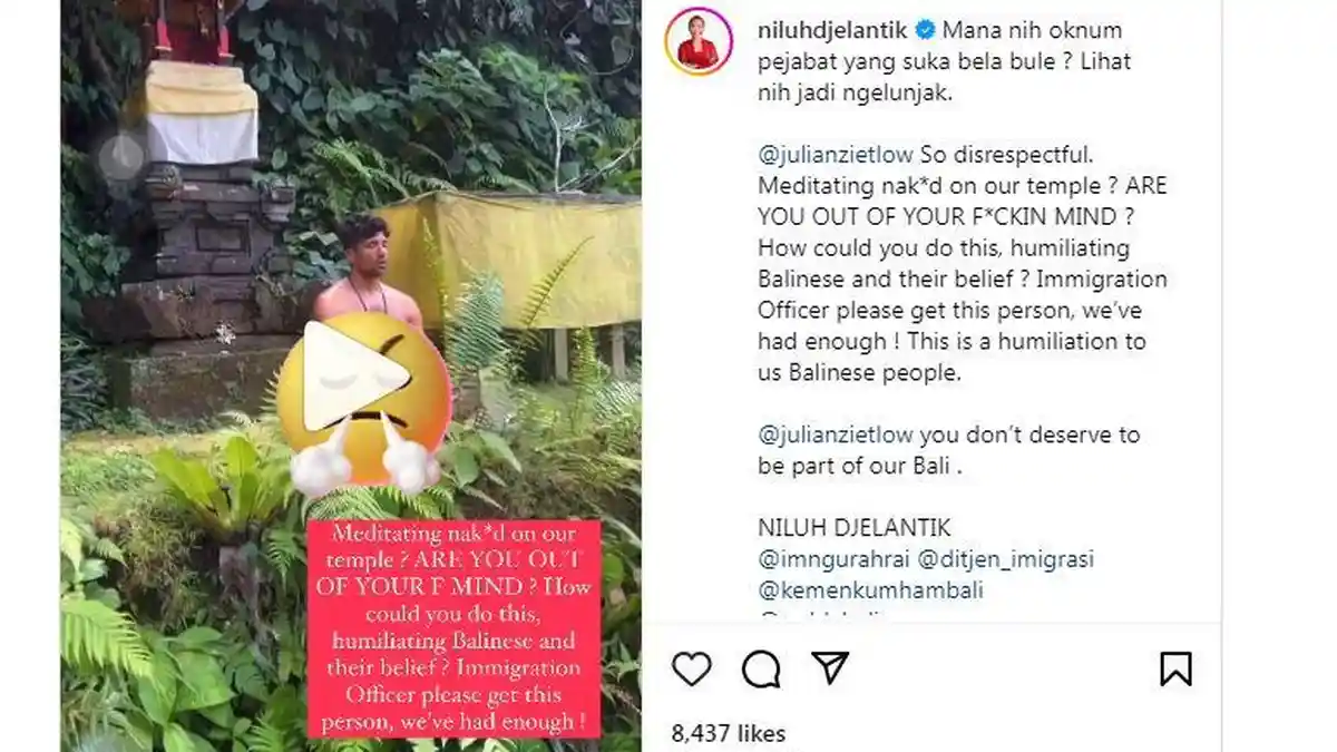 Imigrasi Denpasar Buru WNA Telanjang di Pura