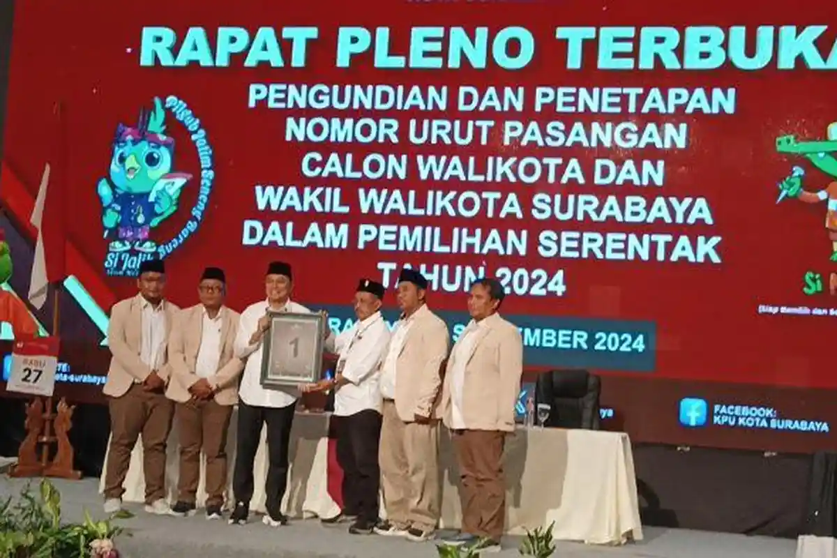 Pilkada Surabaya 2024: Eri-Armuji Dapat Nomor Urut 1 Melawan Kotak Kosong