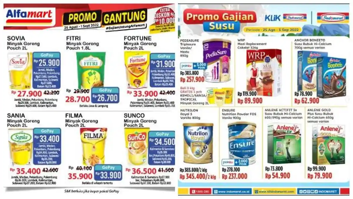 Promo Alfamart dan Indomaret Hari Ini, Minyak Goreng 2L Rp27 Ribu