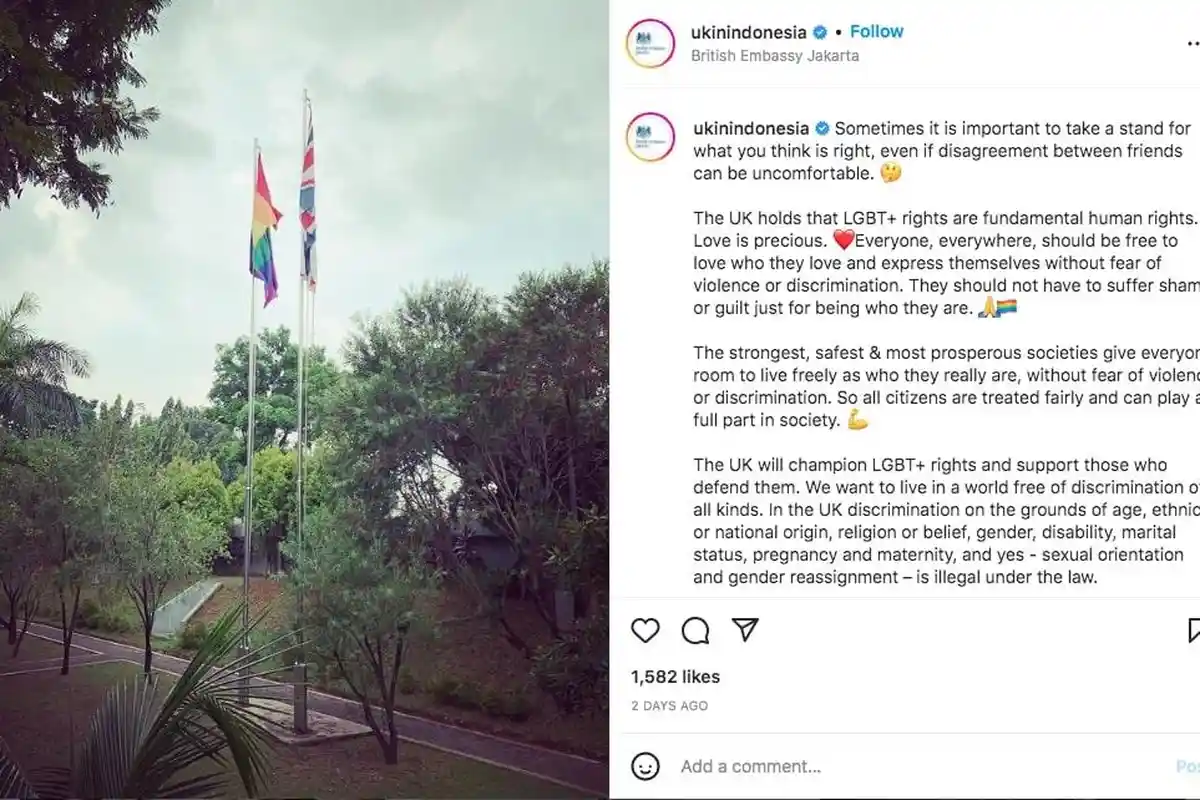 Soal Pengibaran Bendera LGBT oleh Kedubes Inggris, Kemlu RI: Tidak Sensitif dan Ciptakan Polemik