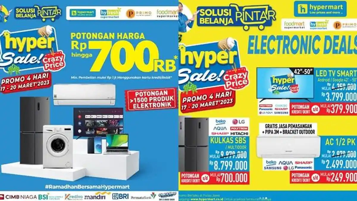 Promo JSM Hypermart Hari ini Sabtu 18 Maret 2023, Barang Elektronik Ada Potongan hingga Rp 700.000
