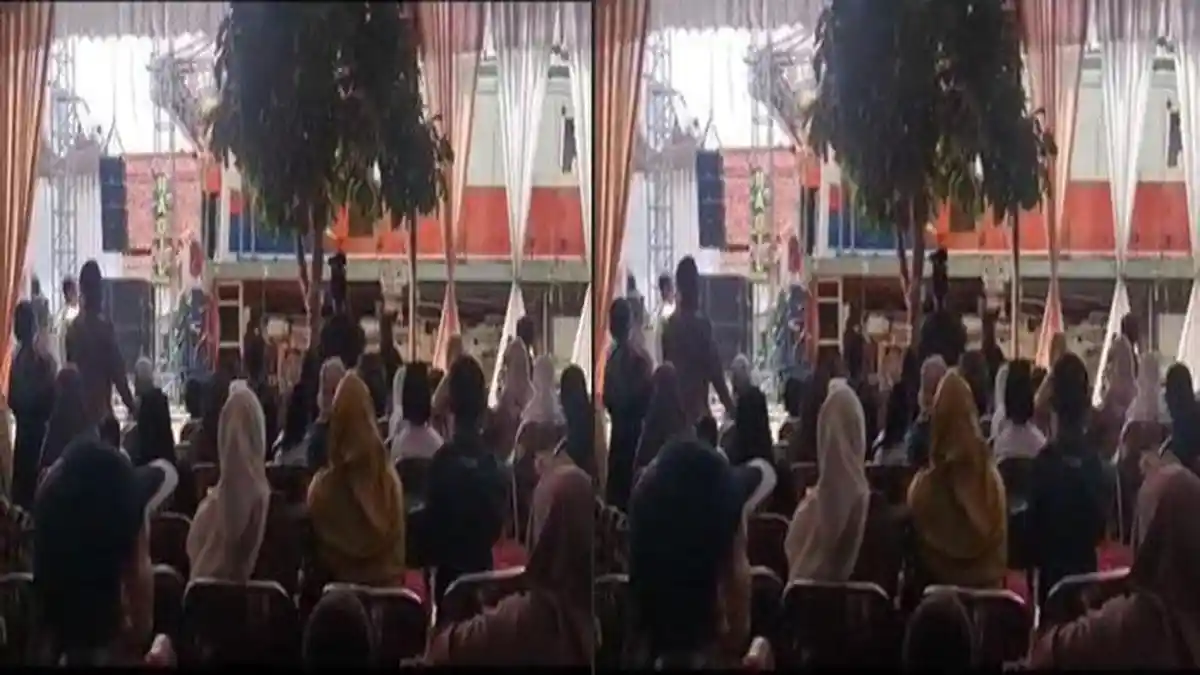 Hajatan Ekstrem, Kereta Api Mendadak Lewat di Tengah Pesta Pernikahan, Para Tamu Kaget