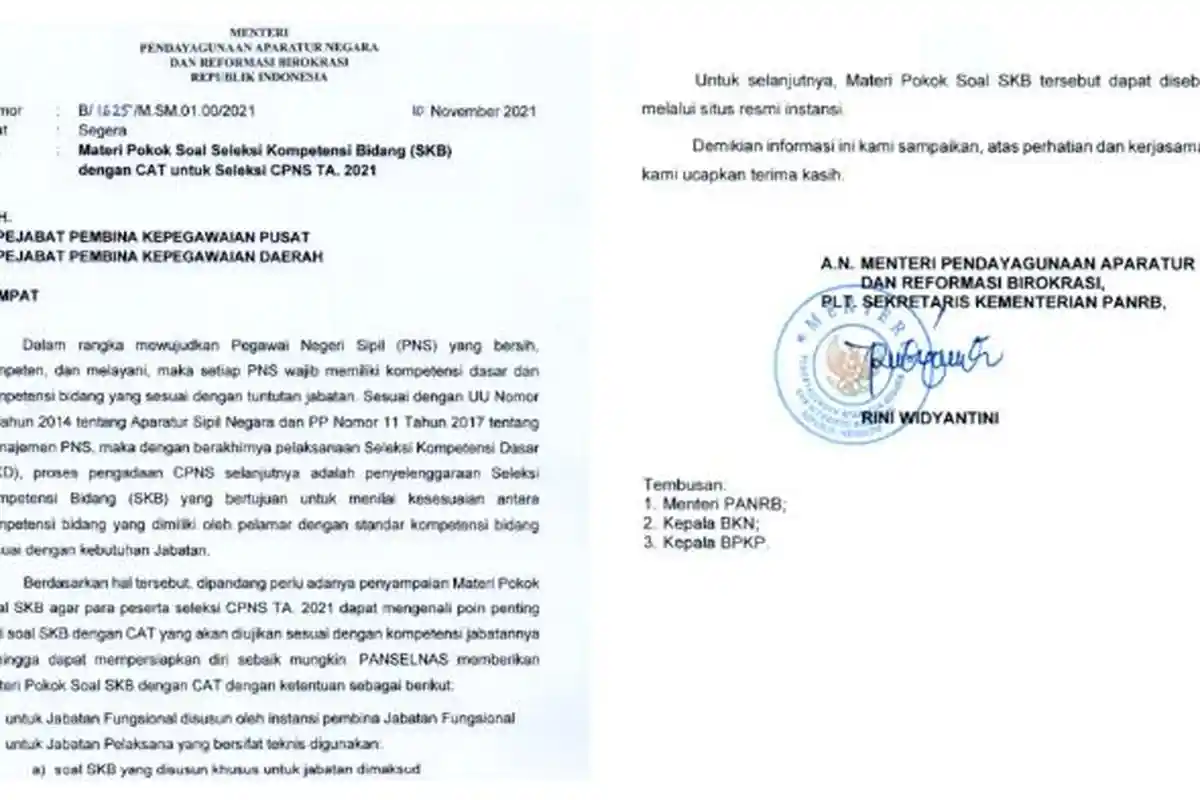 Ketentuan Pelaksanaan SKB CPNS 2021 dan Materi Pokok SKB CPNS 2021