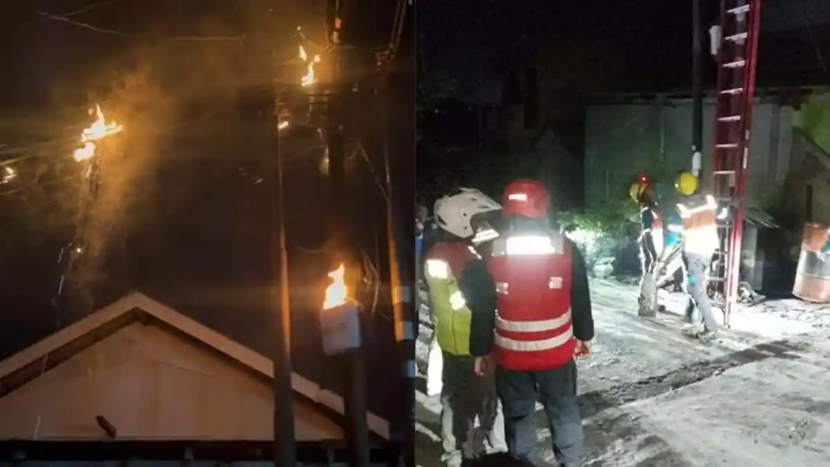 Bikin Panik Warga Batu Ampar Balikpapan, Kabel Listrik Atas Rumah Terbakar saat Dini Hari