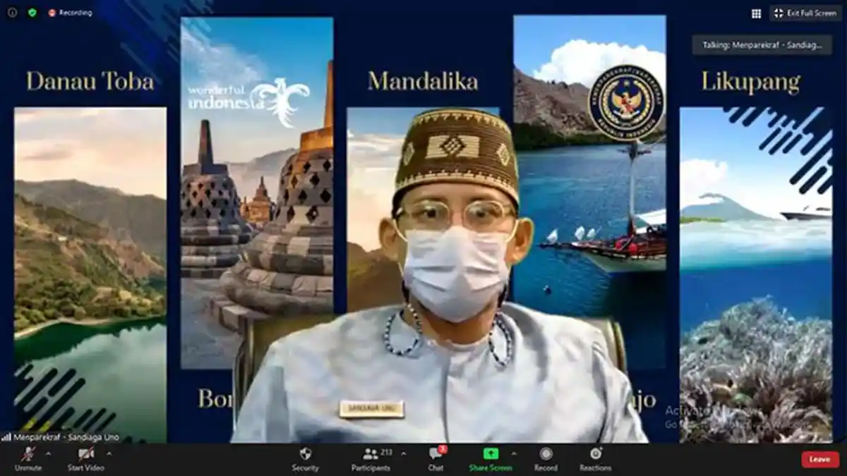 Gelar Rakor Virtual, Menparekraf:Pulihnya Pariwisata Bali Tergantung Keberhasilan Menangani Covid-19