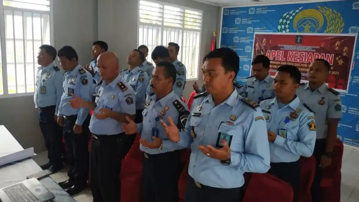 Lapas Barus Ikuti Apel Kesiapan Pengamanan Idul Fitri 1444 H dan Pelepasan Mudik Bareng Kemenkumham